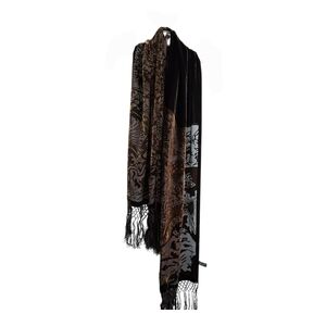 Elegant Black and Brown Velvet Scarf